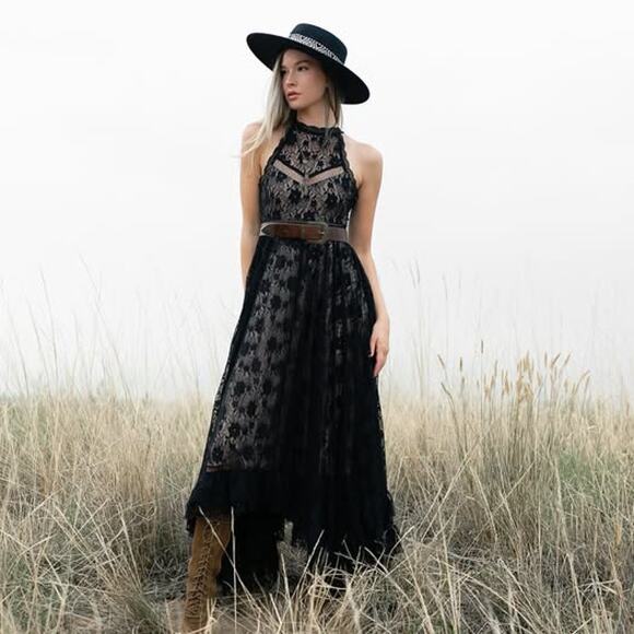 Mia Joy Fairy Goth Black Lace Tiered Ruffle Dress Size Small - Picture 7 of 16